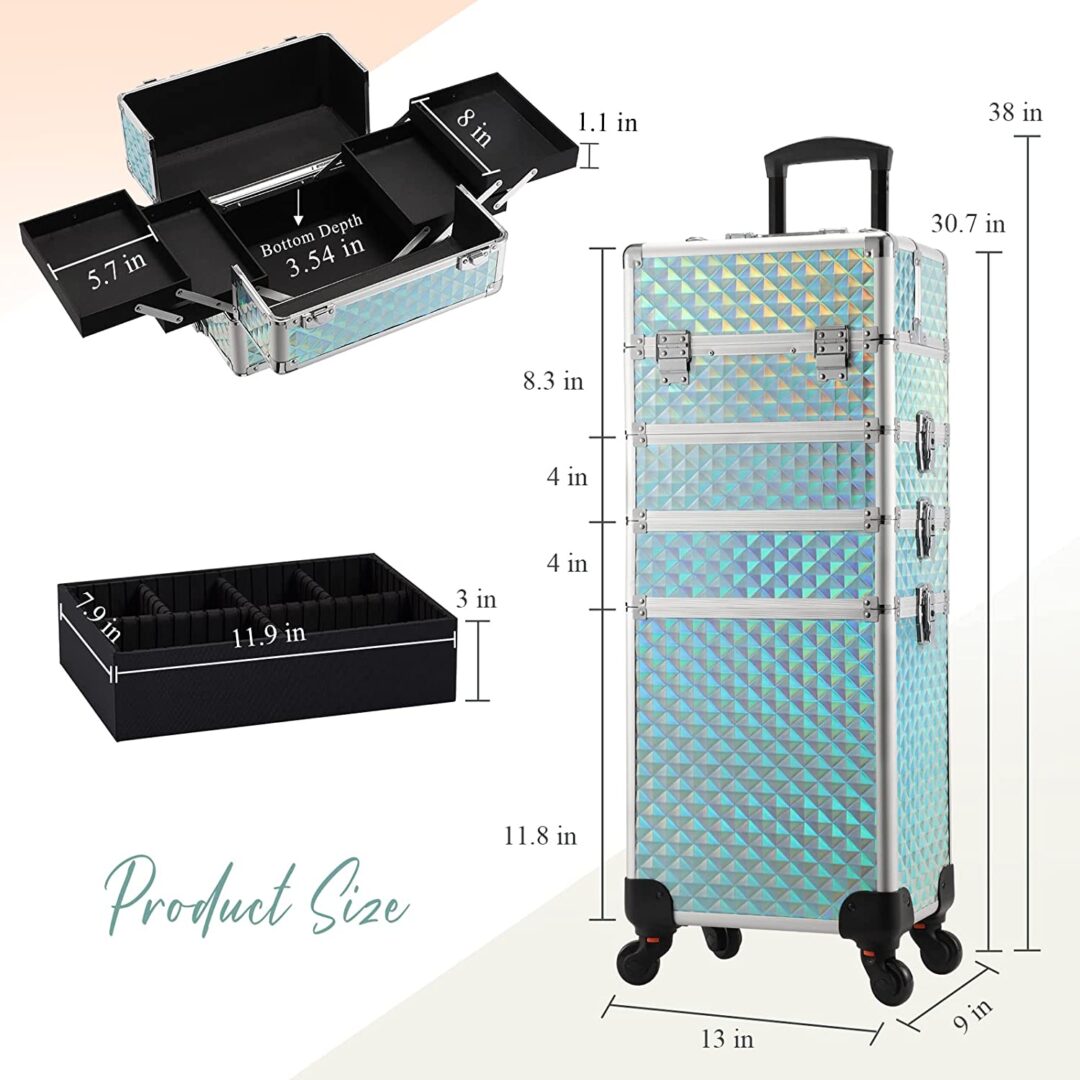 Stagiant Rolling Makeup Train Case Large