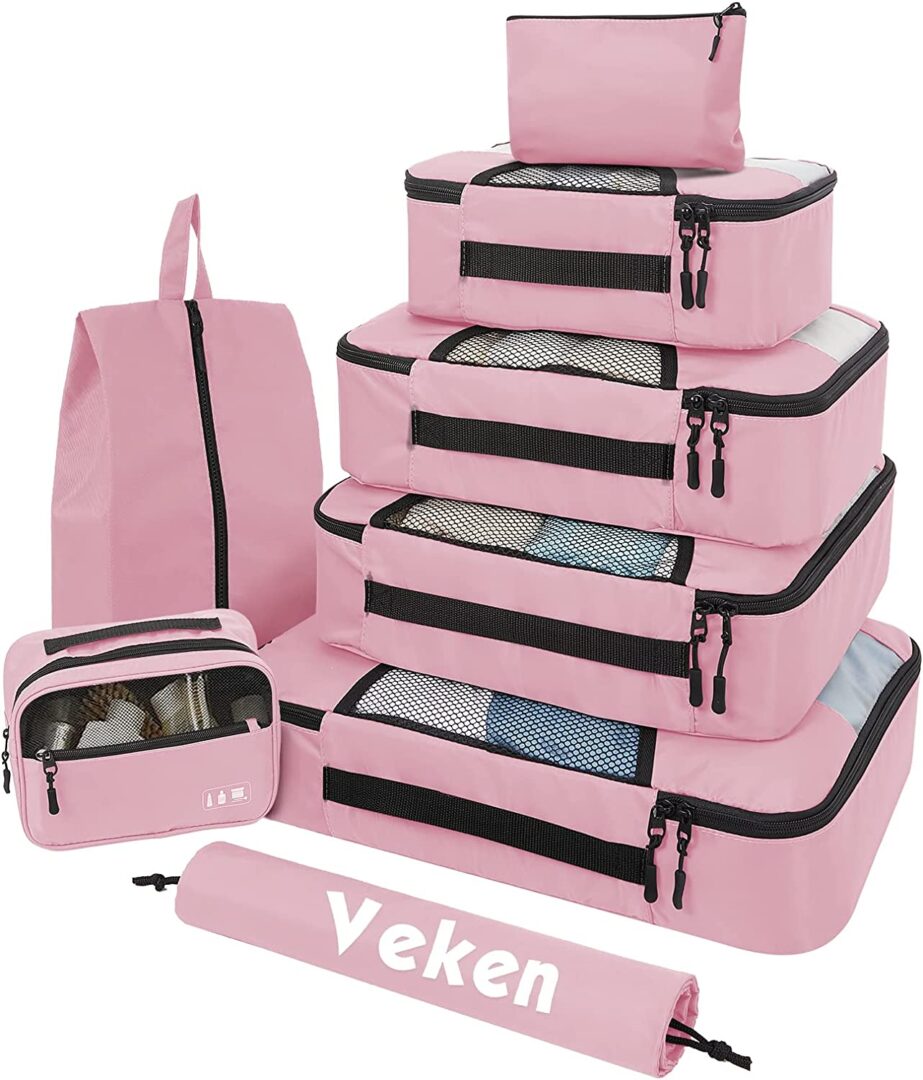 VEKEN 8 SET pink travel cubes